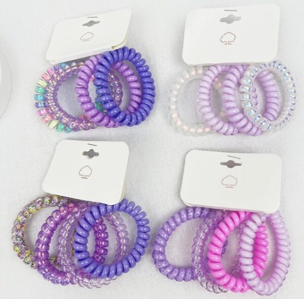 4-Pcs Multicolor Spiral Hair Ties - Image 3