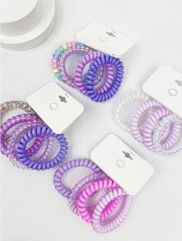 4-Pcs Multicolor Spiral Hair Ties - Image 4