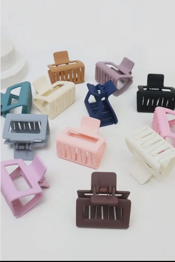 Matte Color Rectangle Medium Hair Clips. 2 Pieces